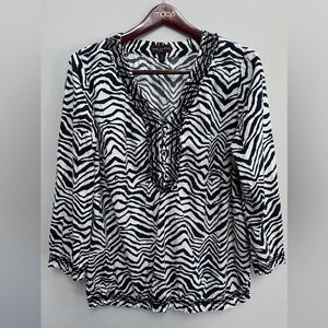 dana buchman zebra print long sleeves top blouse size 2X